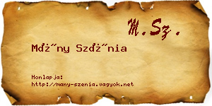 Mány Szénia névjegykártya